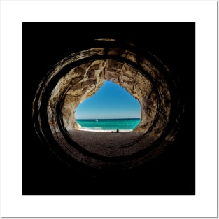 Swirl Beach Cave Landscape Posters and Art